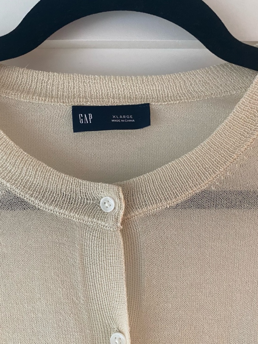 GAP Cream Sheer Button-Front Cardigan